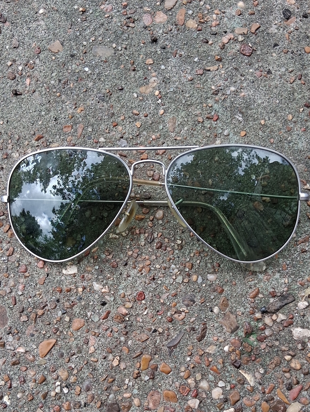 1980s Titanium RAY BAN  Aviator Sunglasses - Silver Frame with Green Lenses